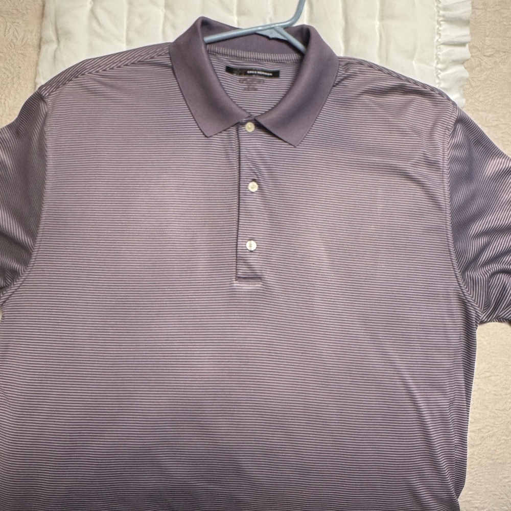 Greg Norman Collection Striped eggplant Polo Shirt